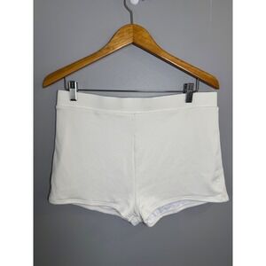 Princess Polly Ezrah Ribbed Shorts White High Waisted Shorts Womens Size 12